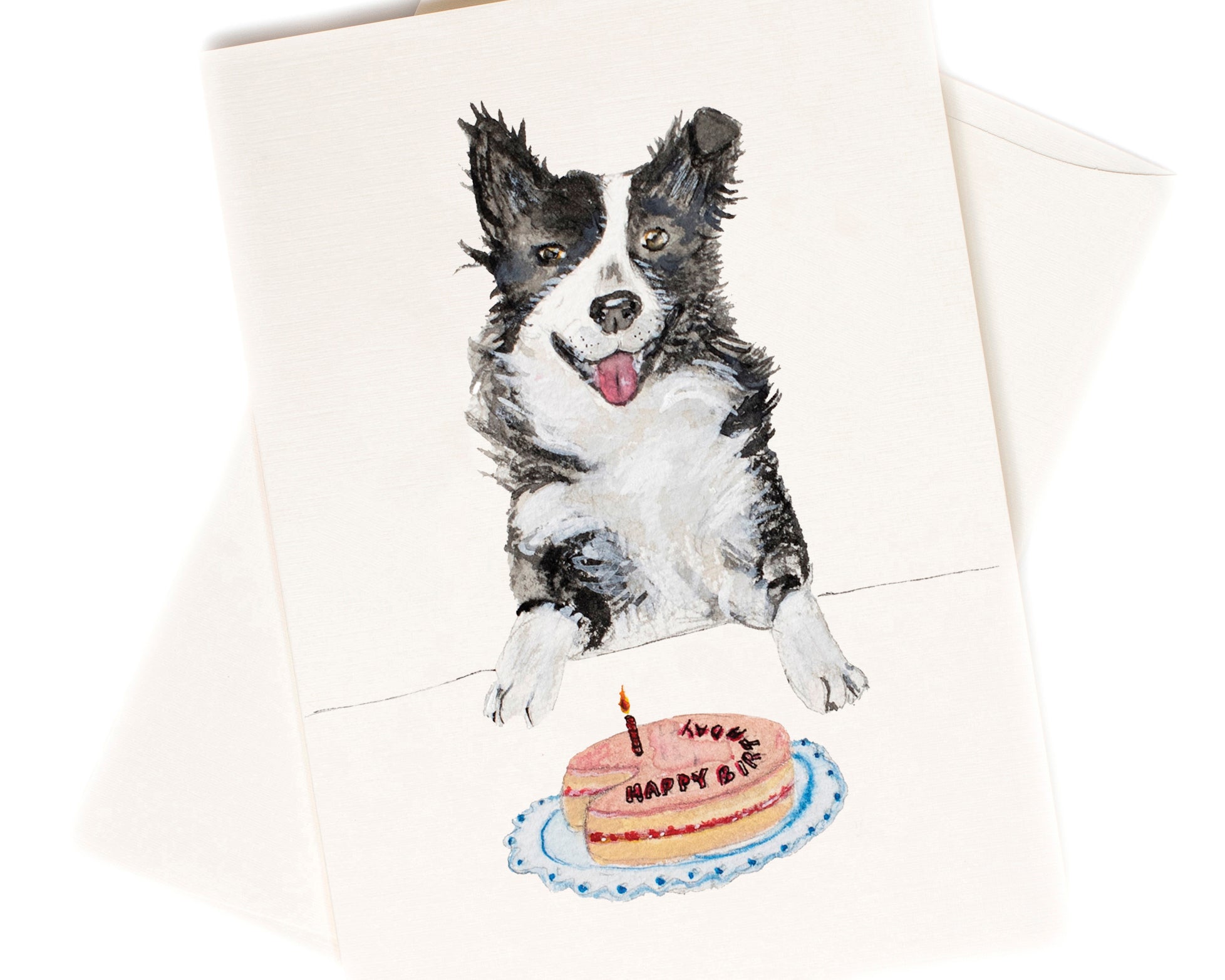 Happy Birthday Pup watercolor greeting card by Love From Amelia Rose
