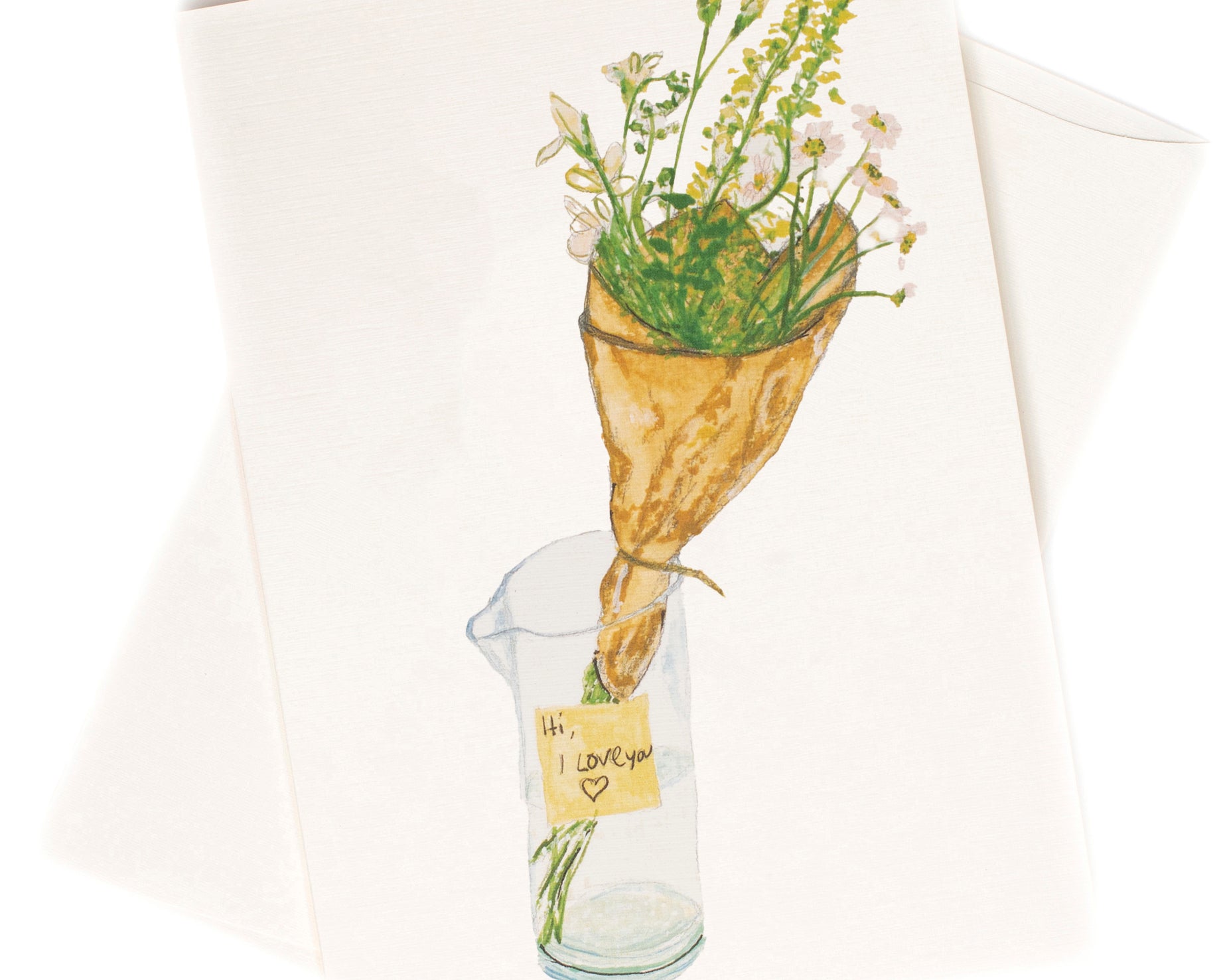 Hi I Love You watercolor greeting card by Love From Amelia Rose