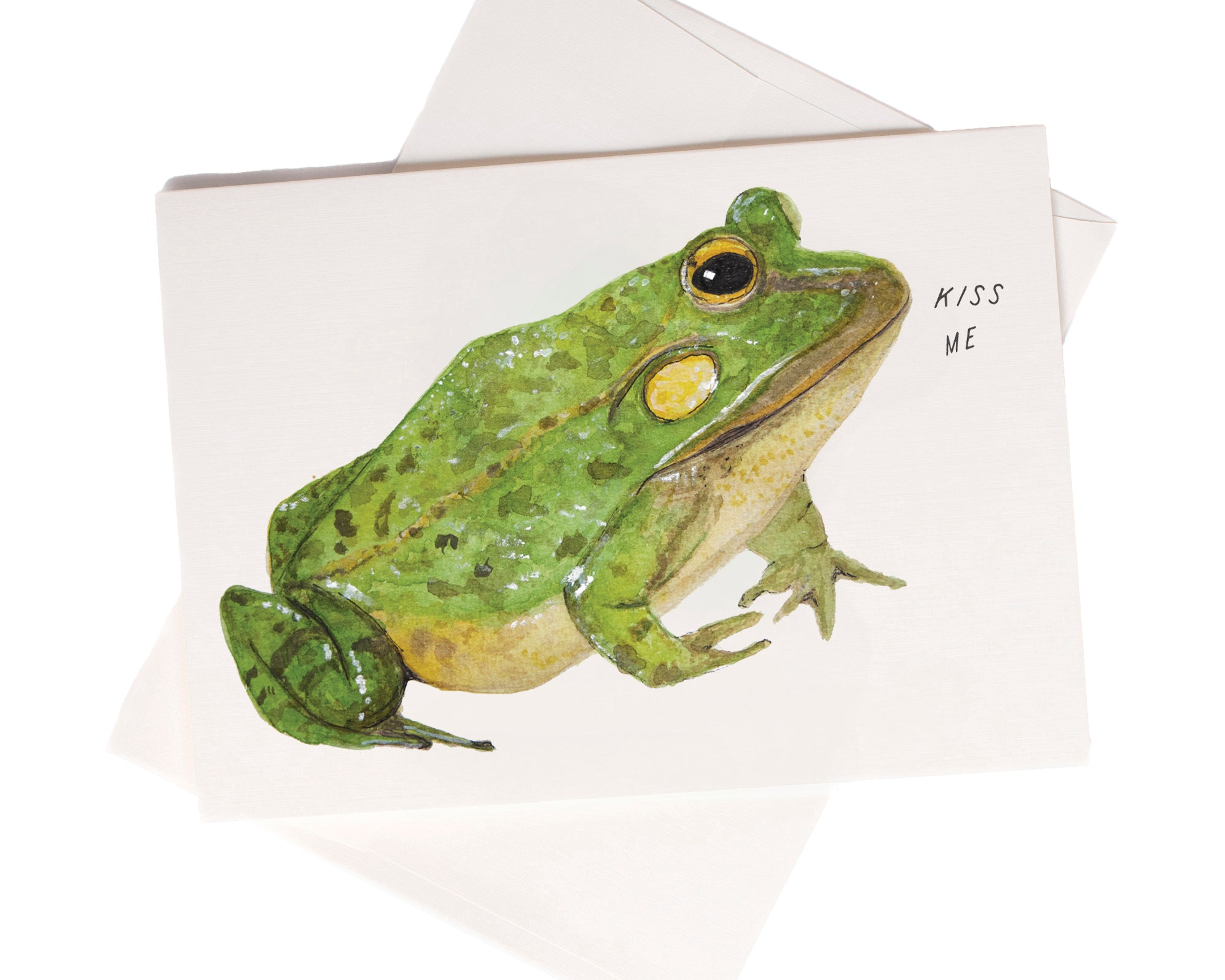 Kiss Me Frog watercolor greeting card by Love From Amelia Rose