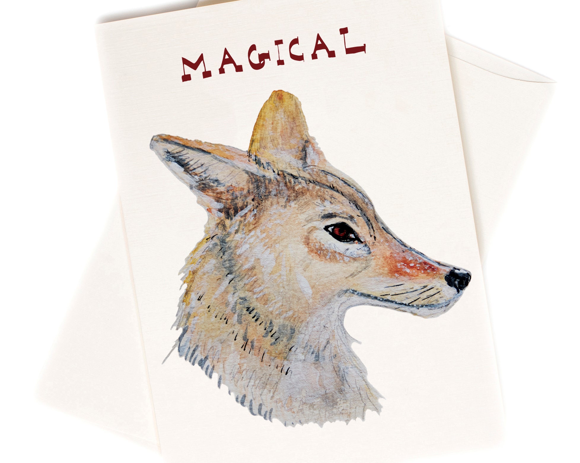 Magical Coyote watercolor greeting card by Love From Amelia Rose