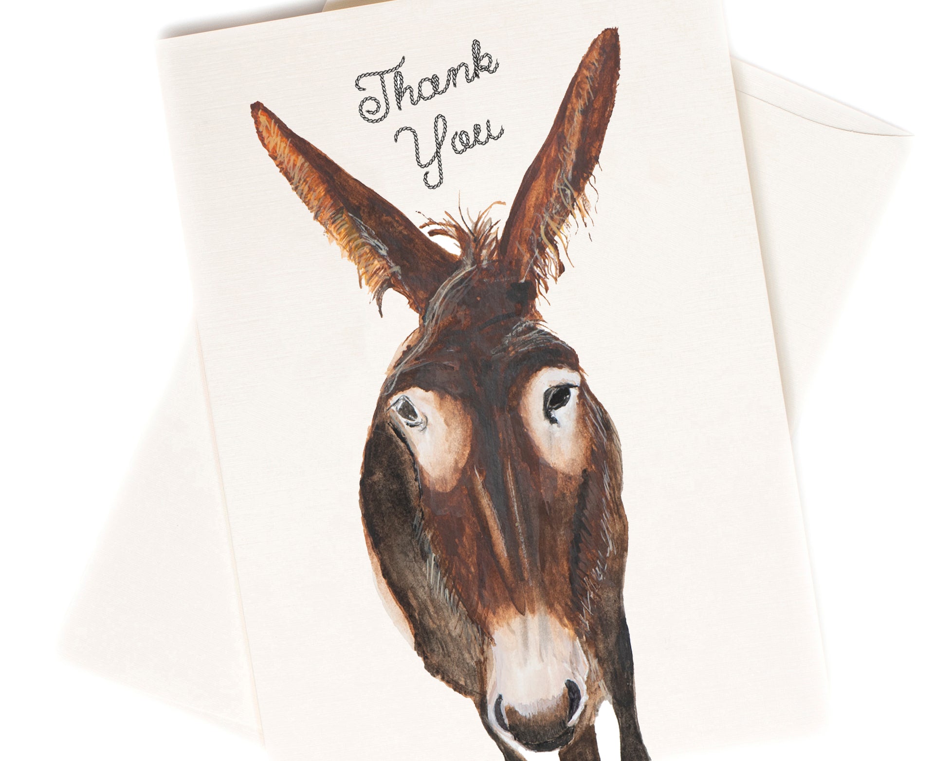 Thank You Donkey watercolor greeting card by Love From Amelia Rose
